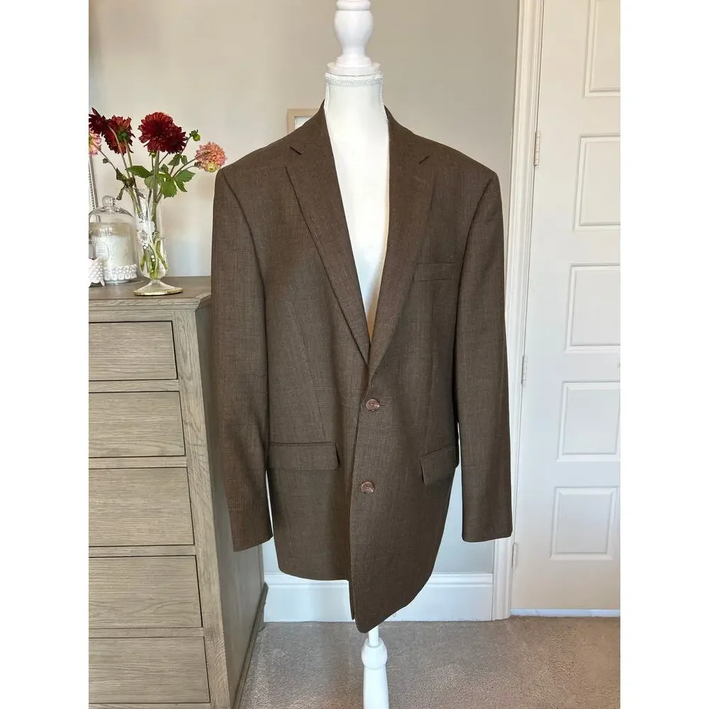 Lauren Ralph Lauren | Brown 100% Wool Mens Single Breasted Blazer | 44L